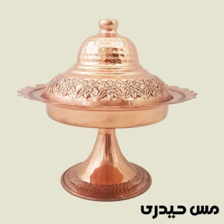 باقلوا خوری مسی پایه دار طرح رز
