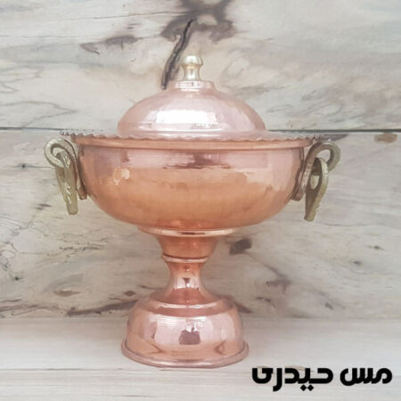 قندان درب دار مسی چکشی گوشواره دار