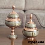 قندان مسی خاتم کاری پایه دار و بدون پایه