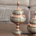 قندان مسی خاتم کاری پایه دار و بدون پایه - Image 3