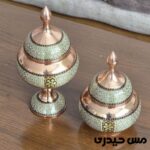 قندان مسی خاتم کاری پایه دار و بدون پایه - Image 5