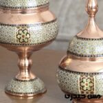 قندان مسی خاتم کاری پایه دار و بدون پایه - Image 6