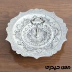شیرینی خوری مسی آب نقره و قلم مدل ماهک