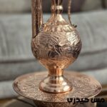 گلاب پاش مسی قلم کاری هیلدا با لگن زنجان - Image 2