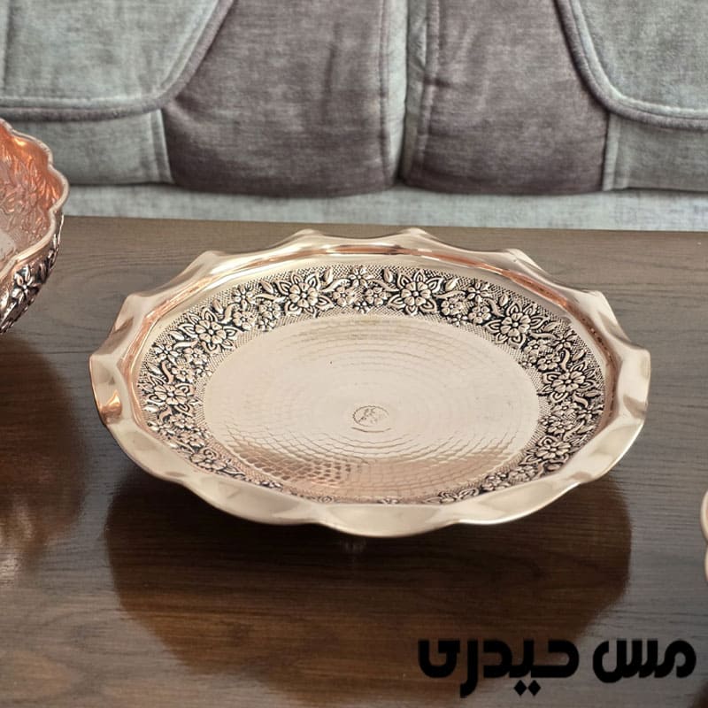 شیرینی خوری مسی سه پایه مدل حریر زنجان