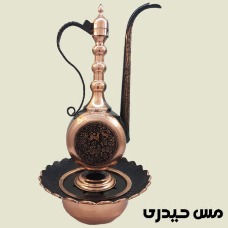 آفتابه لگن مسی سیاه قلم طرح شکارگاه تولید زنجان