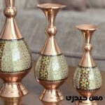 گلدان مسی خاتم کاری مدل شیپوری ( 16 ، 20 و 25 سانتی ) - Image 5