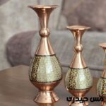 گلدان مسی خاتم کاری مدل شیپوری ( 16 ، 20 و 25 سانتی ) - Image 6