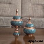 قندان مسی فیروزه کوب پایه دار بدون پایه