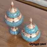 قندان مسی فیروزه کوب پایه دار  بدون پایه - Image 3