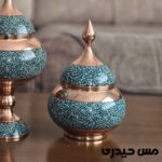 قندان مسی فیروزه کوب پایه دار بدون پایه