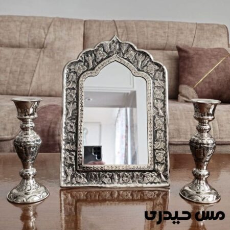 آینه شمعدان لوکس قلم کاری مس کروم