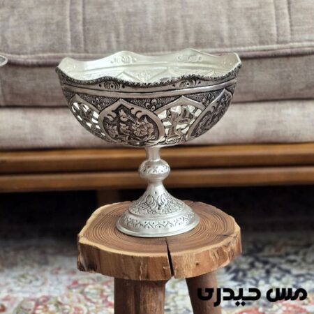 شکلات خوری مسی آب نقره و قلم مدل آرون