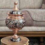 شکلات خوری مسی پایه دار الماس تراش شقایق