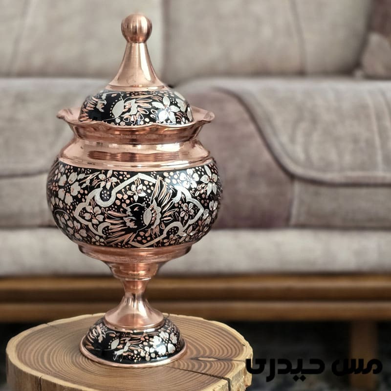 شکلات خوری مسی پایه دار الماس تراش شقایق