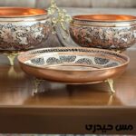 سرویس پذیرایی مسی نقره کوب طرح ماهگل - Image 2