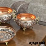 سرویس پذیرایی مسی نقره کوب طرح ماهگل - Image 9