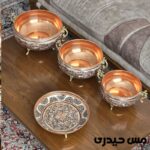 سرویس پذیرایی مسی نقره کوب طرح ماهگل - Image 10