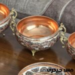 سرویس پذیرایی مسی نقره کوب طرح ماهگل - Image 12