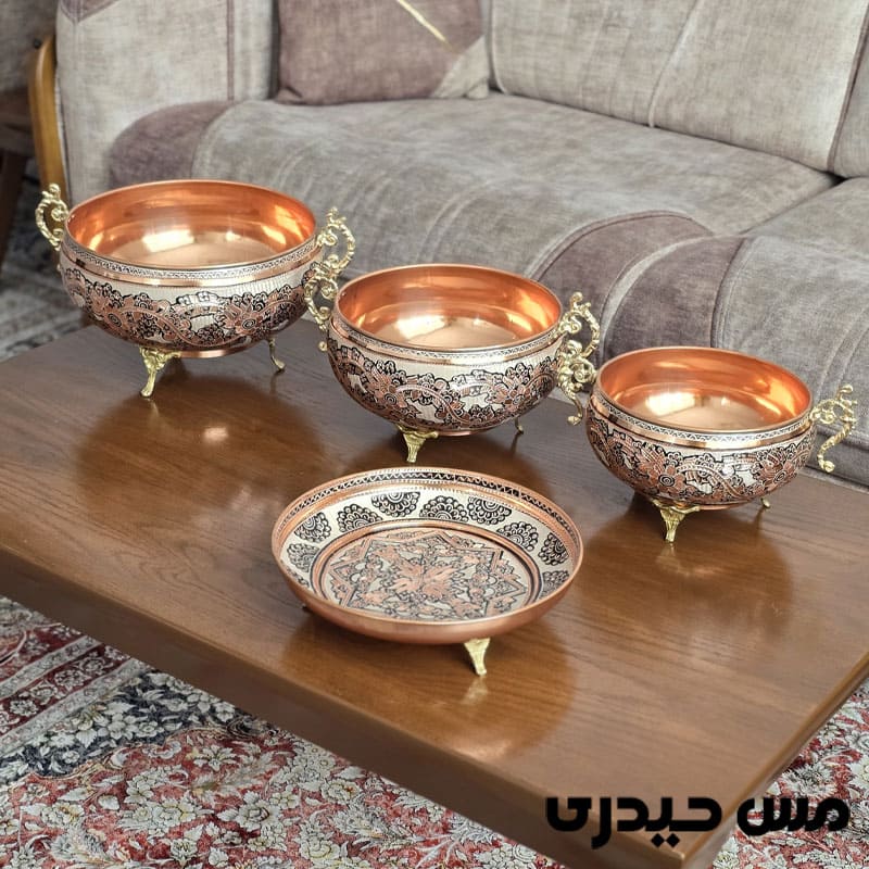 سرویس پذیرایی مسی نقره کوب طرح ماهگل
