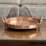 سینی مسی گرد دسته و پایه دار دست ساز طرح ترمه ( تمام دست ساز نانو شده ) - Image 4