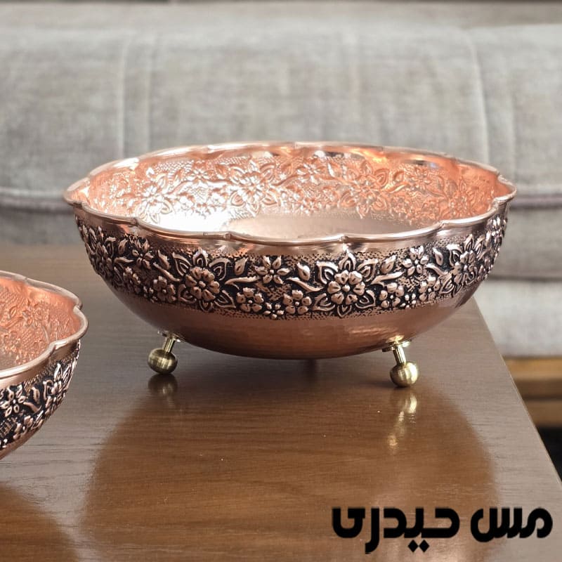 آجیل خوری مسی سه پایه مدل حریر زنجان